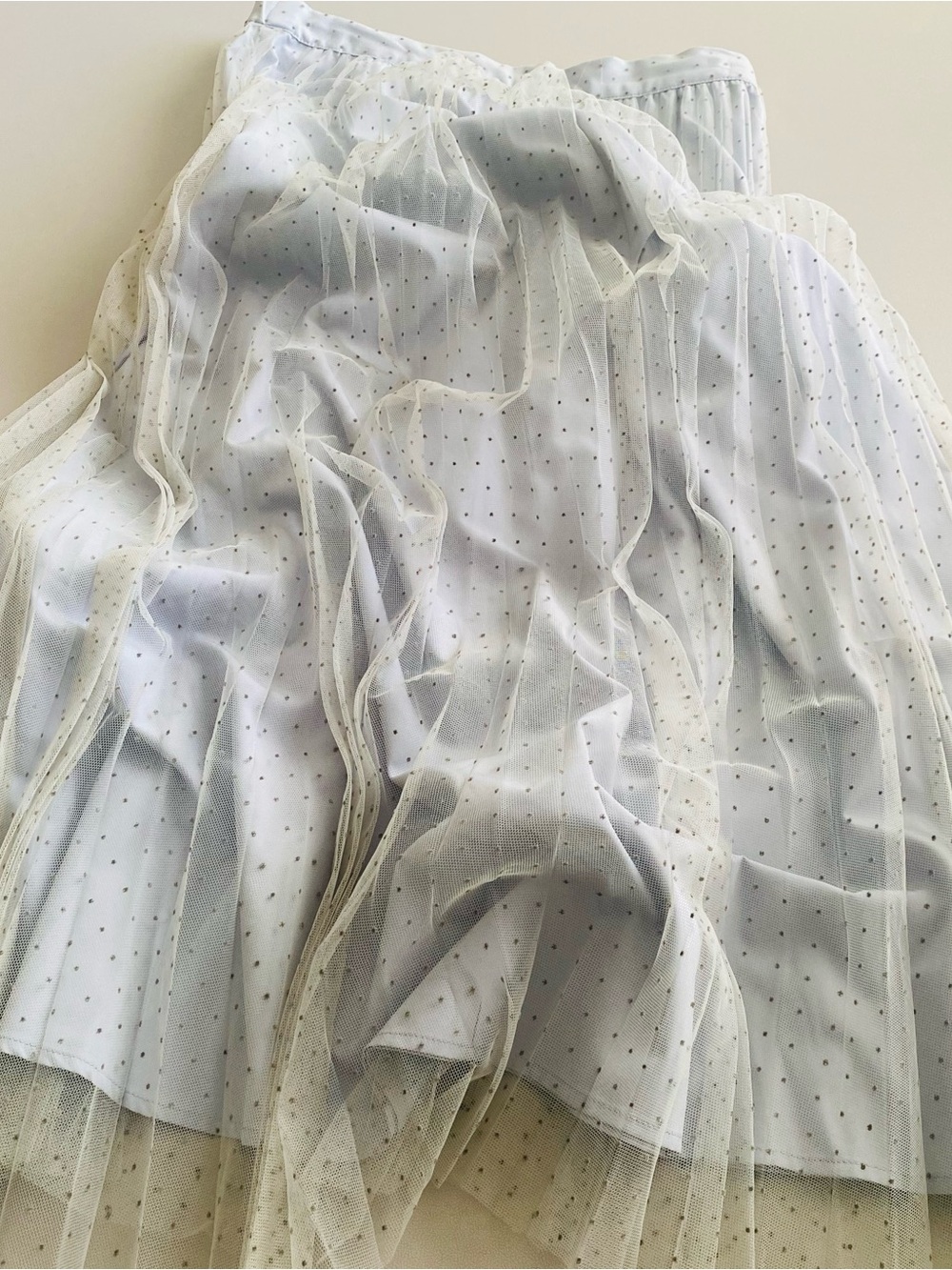 H&M Light Blue Polka Dot Midi Tulle Skirt